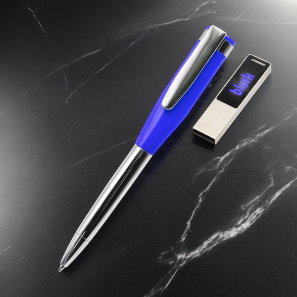 Ручка металлическая Memphys c флешкой 64Гб / Стильная и удобная