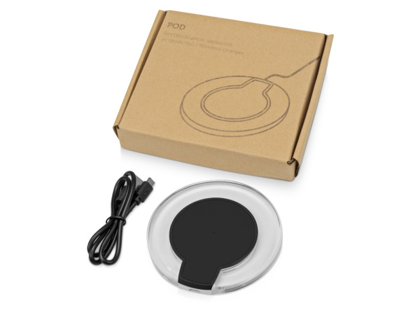 Беспроводное зарядное устройство «Pod» со светодиодной подсветкой, Цвет черный