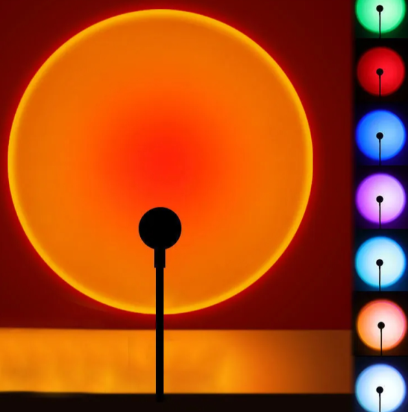 Светодиодная лампа с проекцией заката Sunset Lamp для Tik-Tok 16 цветов c пультом дистанционного управления 5W
