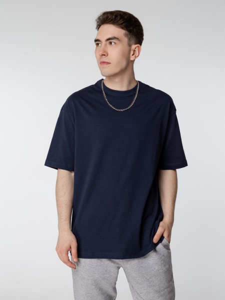 Футболка оверсайз мужская Boxy Men, темно-синяя, S–XXL