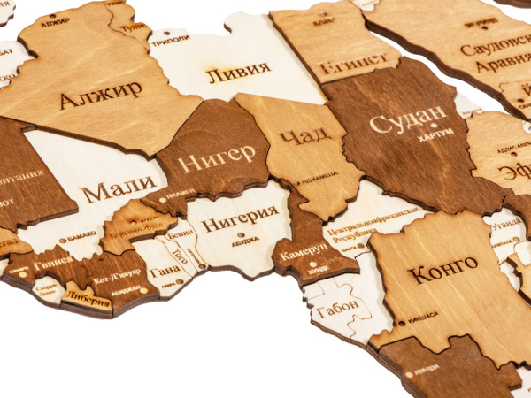 Интерьерная карта мира «World», Цвет натуральный, коричневый