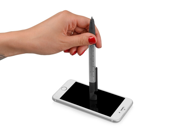 Ручка-стилус пластиковая шариковая «Multy», Цвет серебристый/черный