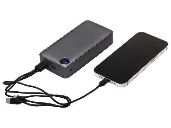 Внешний аккумулятор «Mild Pro» c быстрой зарядкой QC/PD, металлик soft-touch, 20 000 mAh, Цвет серый