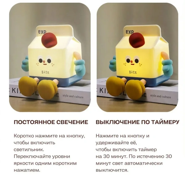 Ночник "Пакет молока", подставка для телефона, беспроводной светодиодный детский светильник