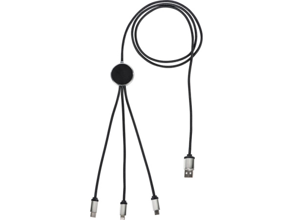 Кабель 3-в-1 с подсветкой логотипа «Ion», Цвет черный, серый
