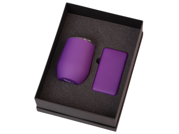 Подарочный набор «COLOR IT» с термокружкой и повербанком, Размер 5000 mAh, Цвет фиолетовый