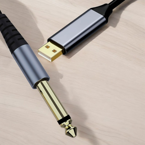 Гитарный кабель Аудио Premium H256 6.35mm на USB / Универсальный и качественный