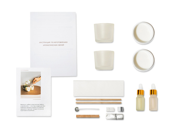 Набор для создания 2-х ароматических свечей: амбра и табак/маракуйя, сандал и пачули, Размер Без лого, Цвет белый