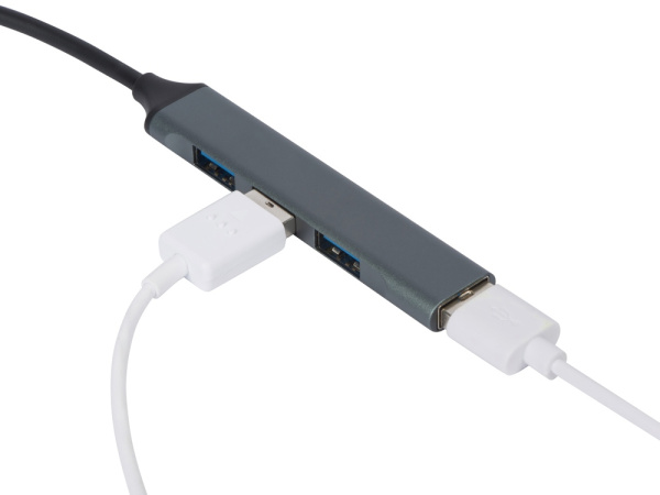 USB-хаб «Link» с коннектором 2-в-1 USB-C и USB-A, 2.0/3.0, Цвет серый