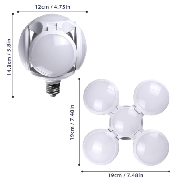 Складная светодиодная лампа Люстра Led Football UFO Lamp 40W цоколь E27 (4 лопасти) форма шар