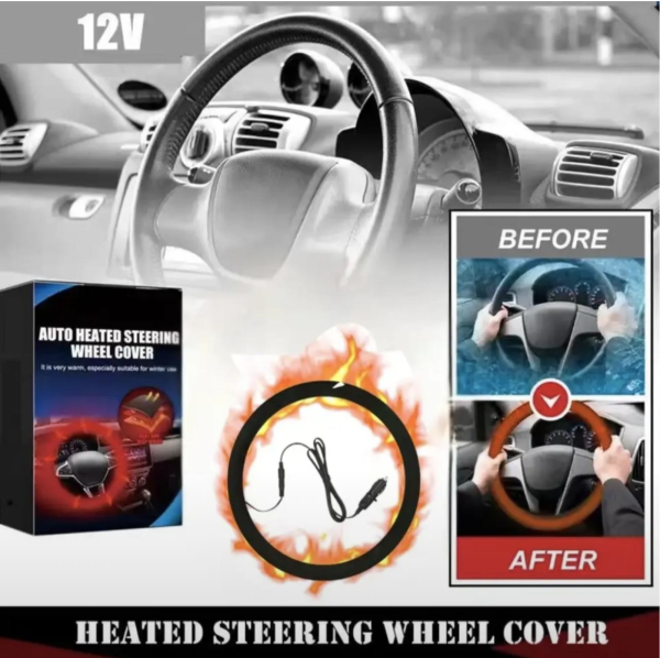 Оплетка чехол на руль с подогревом Auto Heated Steering Wheel Cover (от прикуривателя)