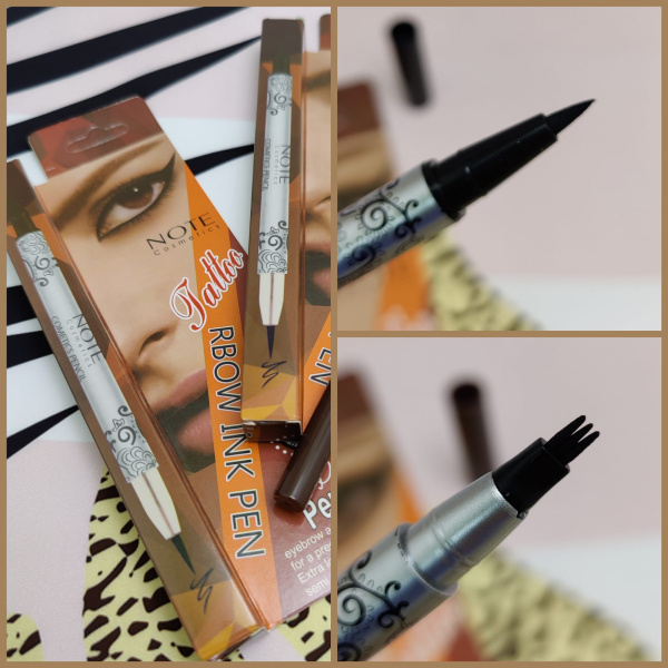 Фломастер - маркер для бровей Brown и подводка для глаз Black 2 в 1 Note Cosmetics Tatoo Rbow Ink Pe