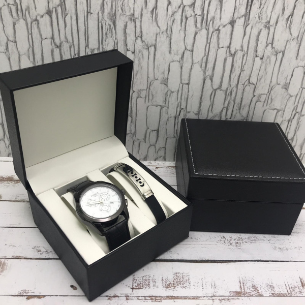 Подарочный набор 2 в 1 мужские кварцевые часы и браслет Модель 25