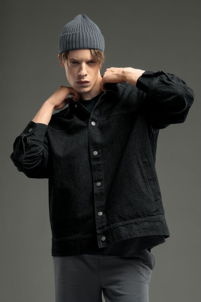 Куртка джинсовая O1, черная, XS–4XL