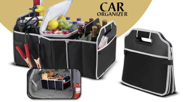 Складной органайзер для багажника автомобиля CAR BOOT ORGANIZER с 3 отделениями и термосумкой