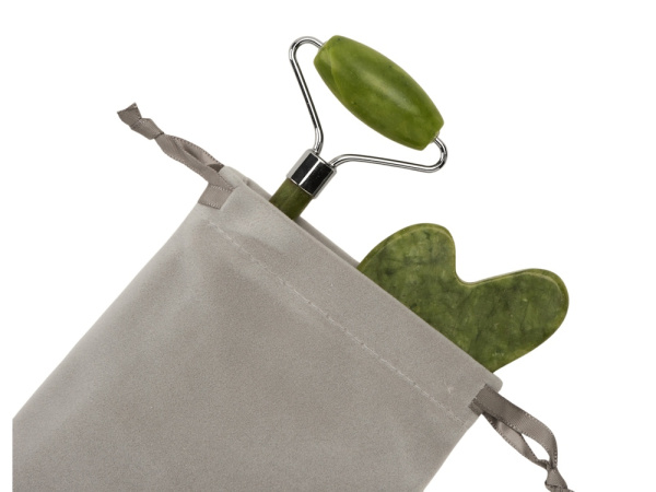 Подарочный набор роллер и гуаша из нефрита «Rituals», Цвет зеленый