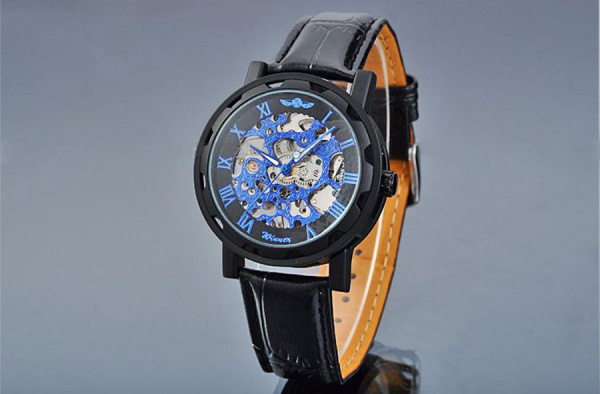 Мужские часы Winner Blue Dial Skeleton