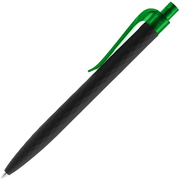 Ручка шариковая Prodir QS01 PRT-T Soft Touch, черная с зеленым, 14х1 см