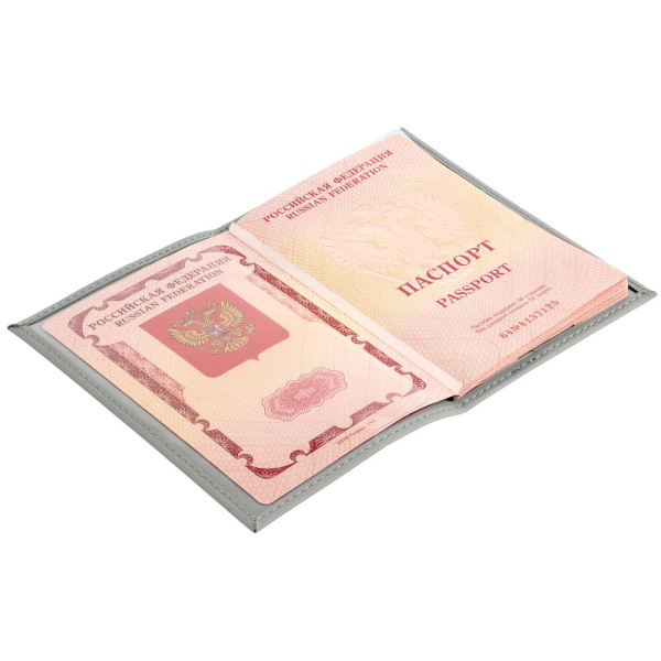 Обложка для паспорта Nubuk, светло-серая, 10х14 см