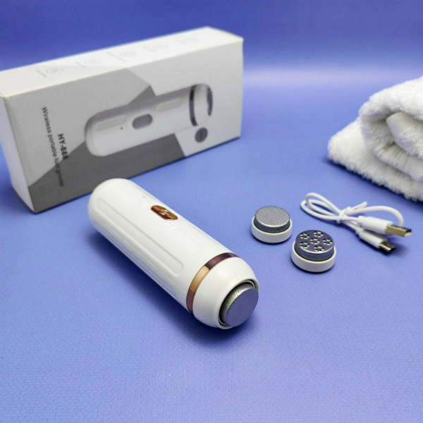 Портативный аппарат по уходу за кожей стоп Wireless Portable Foot grinder HY-888 (2 режима работы, 3 насадки)
