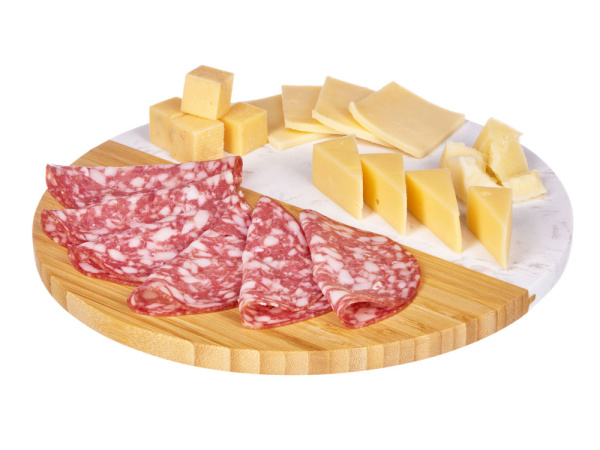 Разделочная доска из бамбука и мрамора «Julia», Цвет натуральный, мраморный белый