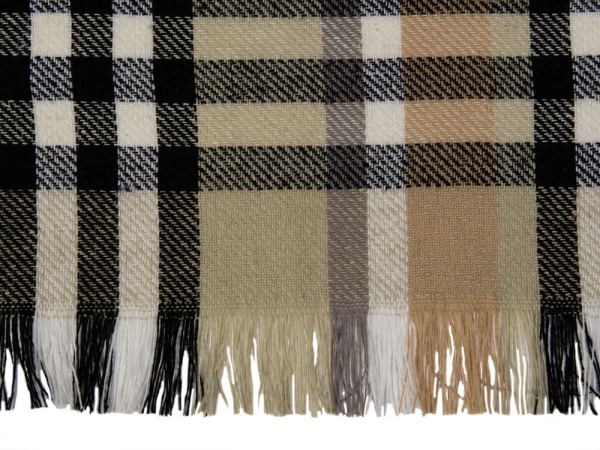 Плед «Liner» хлопковый с бахромой, Цвет бежевый, черный