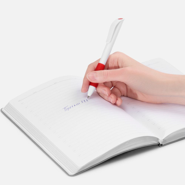Ручка шариковая Grip, белая с красным, 13,2х1,1 см