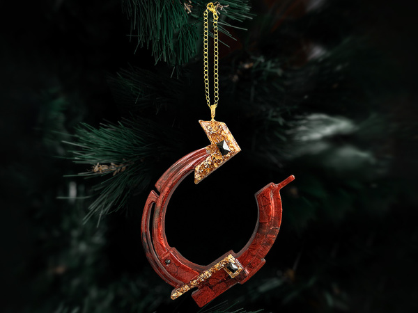 Елочная игрушка Подкова, Цвет Гранат (красный)