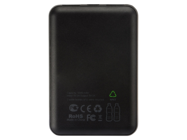 Внешний аккумулятор из rPET «Reborn», 5000 mAh, Цвет серый