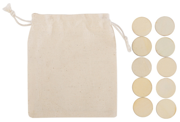 Деревянные крестики-нолики в мешочке «XO», Цвет натуральный коричневый