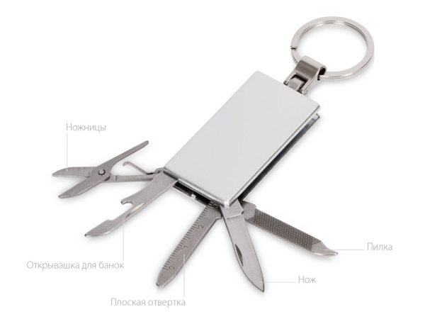 Мультитул-брелок 5-в-1 «Badge», Цвет серебристый