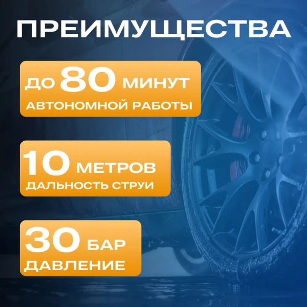 Мойка высокого давления аккумуляторная с 2 АКБ 48V /  Минимойка портативная с пистолетом и пенообразователем для дачи и мойки кондиционеров