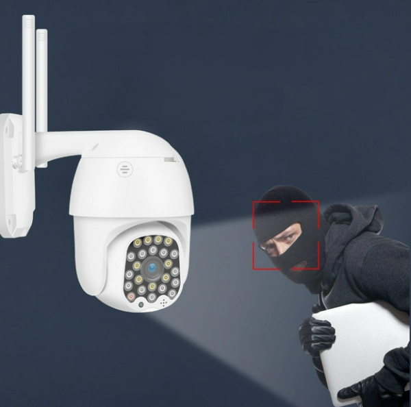 Уличная поворотная камера наблюдения IPCamera V32-4G FULL HD 1080p (день/ночь, датчик движения проводной/беспроводной интернет через Sim- карту)