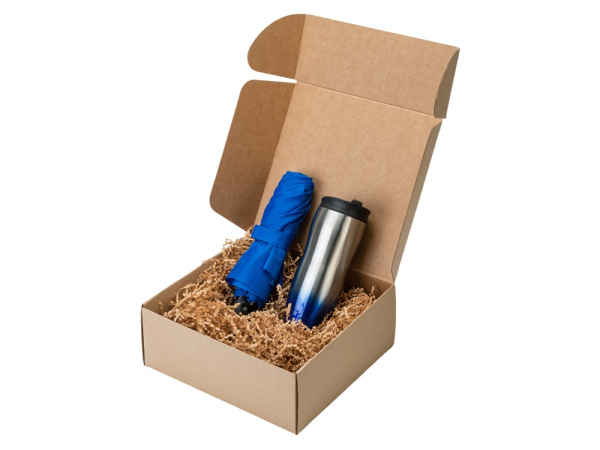 Подарочный набор «On the go» с термокружкой и зонтом, Цвет синий