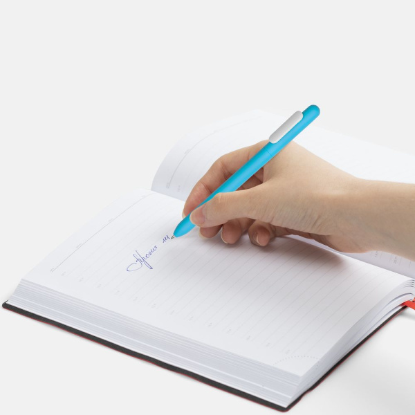 Ручка шариковая Swiper Soft Touch, голубая с белым, 14,3x1,0 см