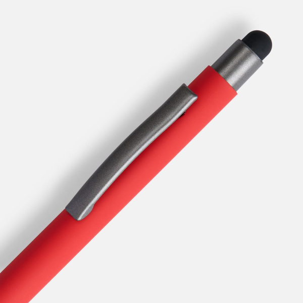 Ручка шариковая Atento Soft Touch со стилусом, красная, 14,2х1 см