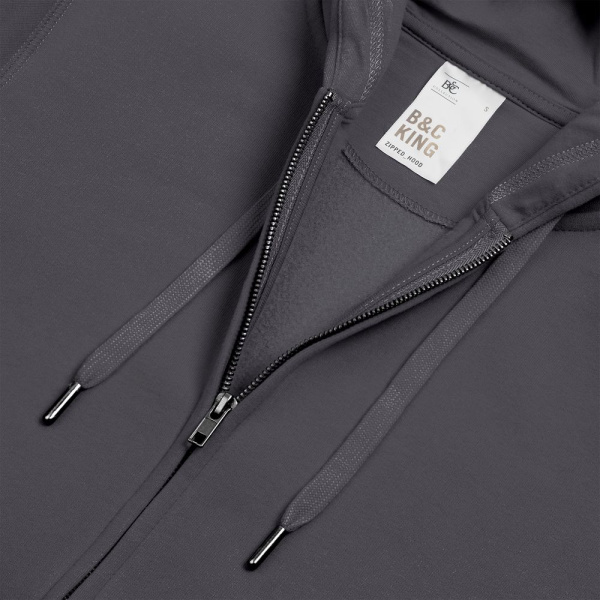 Толстовка на молнии с капюшоном унисекс King, темно-серая, XS–4XL
