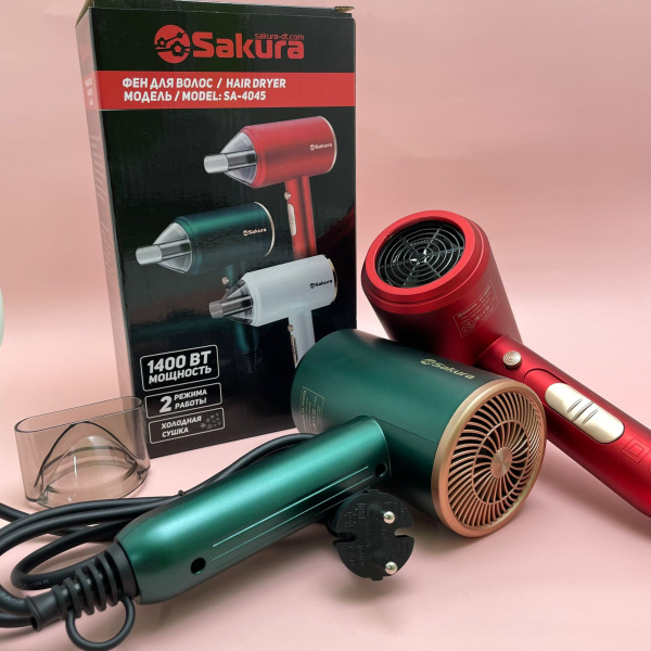 Фен Sakura SA-4045GR, 1400 Вт, 2 скорости, 2 температурных режима