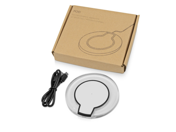 Беспроводное зарядное устройство  «Pod» со светодиодной подсветкой, Цвет белый