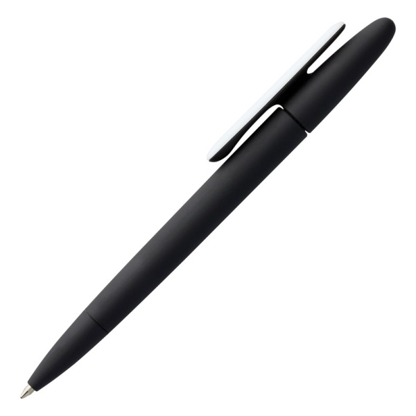 Ручка шариковая Prodir DS5 TRR-P Soft Touch, черная с белым, 14,4х1,1 см