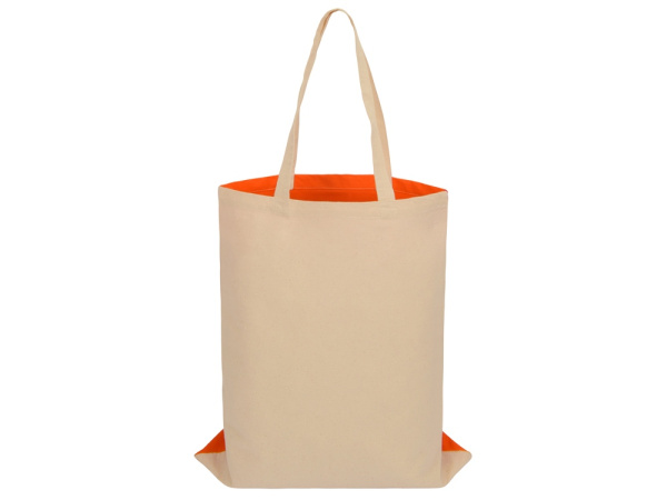 Сумка для шопинга «Twin» двухцветная из хлопка, 180 г/м2, Цвет оранжевый/натуральный