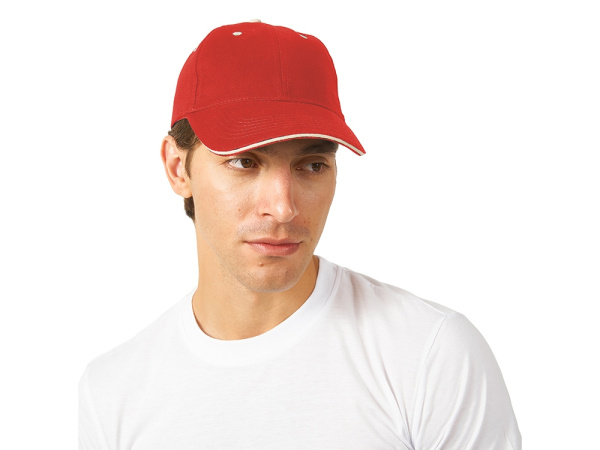 Бейсболка «New Castle», Цвет красный/натуральный