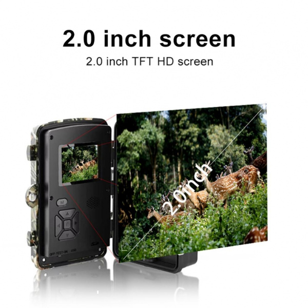 Охотничья камера наблюдения - фотоловушка с экраном 12 MP / 1080P / E55 / Видеокамера для охраны, охоты, наблюдения за животными