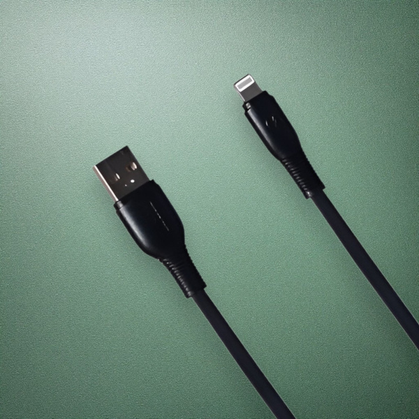 Кабель USB MRM MR85i USB-Lightning, длина 1000мм, ток 3А, черный / Быстрая зарядка и плоский дизайн