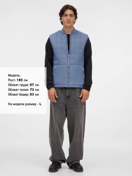 Жилет унисекс Warmbridge, синий (джинс), S–4XL