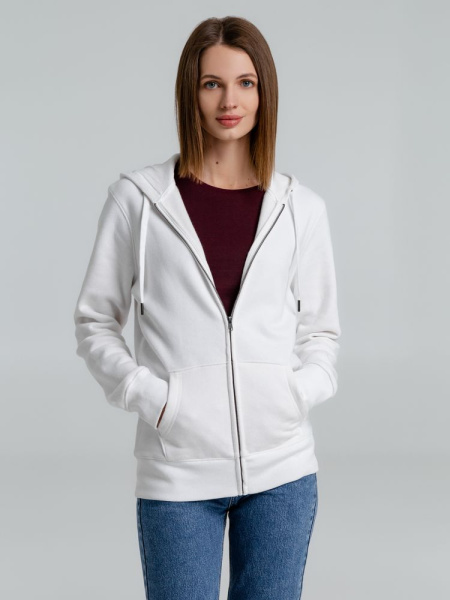 Толстовка на молнии с капюшоном унисекс King, белая, XS–4XL