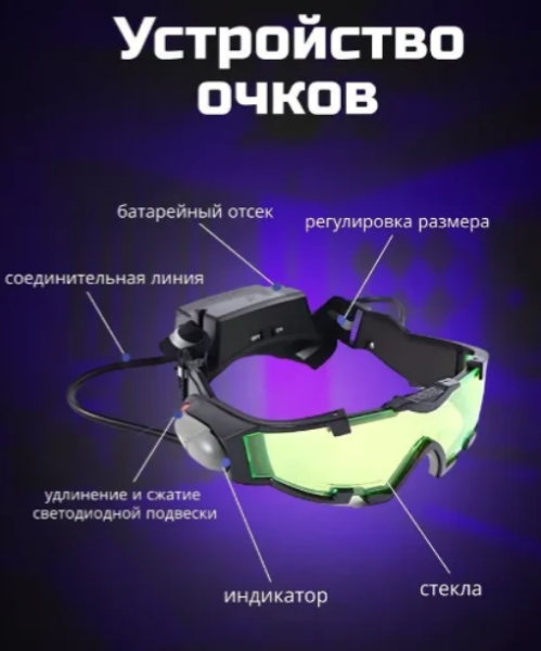 Защитные регулируемые очки ночного видения Night video goggles JYW-1312А с подсветкой 