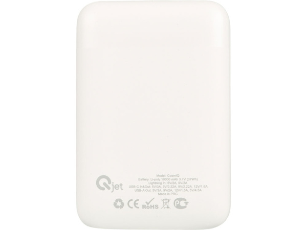 Внешний аккумулятор с быстрой зарядкой QC/PD «CosmIQ», 10000 мАч, Цвет белый