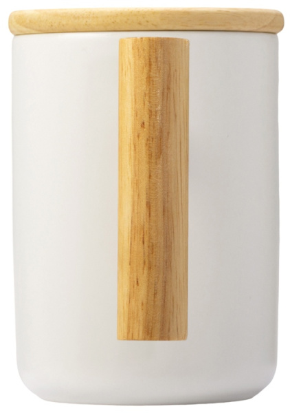 Кружка с ручкой и крышкой из каучукового дерева «Jeny», Цвет белый, натуральный