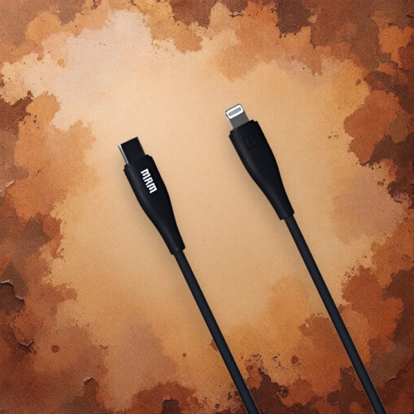 Кабель USB MRM PD91L USB Type-C-L, длина 1000мм, ток 3.1А, мощность 20Вт, черный / Прочный и гибкий для надежной зарядки
